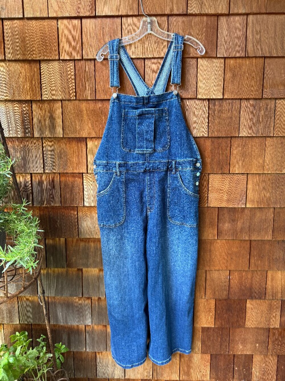 Blakeley Blue Denim Wide Leg Relaxed Fit Overalls in Women's 1X